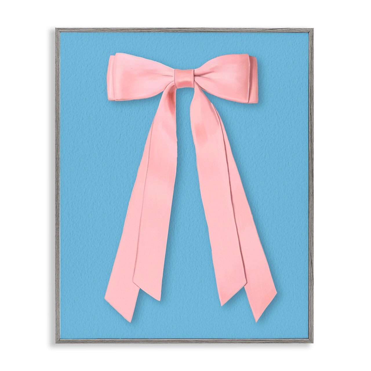 Stupell Industries Pink Satin Bow on Blue Framed Giclee, design by Jilly Jack Designs
